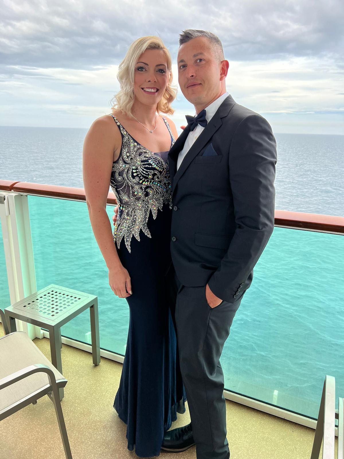 Chris and Hannah standing together